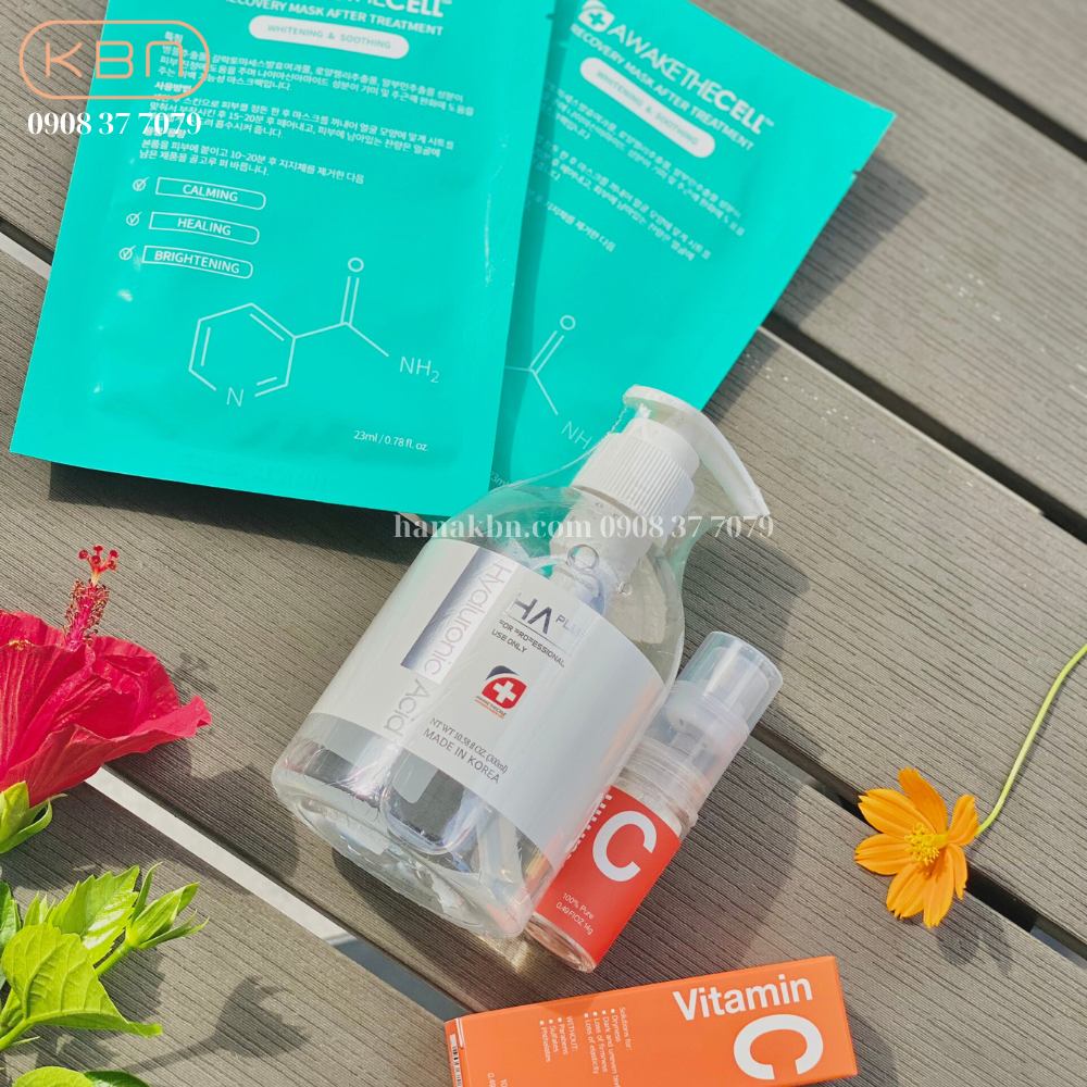 Combo 2 Sản Phẩm Serum HA Plus 300ml + Vitamin C Bột Tặng 2 Mặt Nạ Cấp Ẩm Soothing