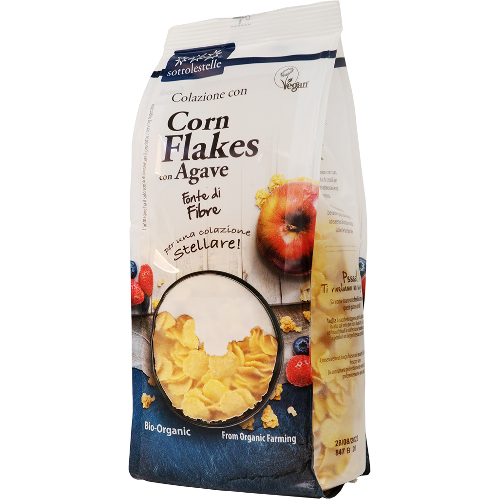 Ngũ cốc hữu cơ bắp ngô siro cán dẹp Sottolestelle 300g Organic Corn Flakes Agave