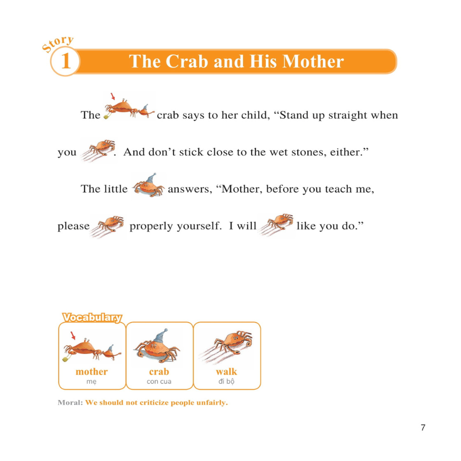 Learn English With Fables 1 - Học Tiếng Anh Qua Truyện Ngụ Ngôn - Tập 1: The Crab And His Mother - Cua Mẹ Và Cua Con