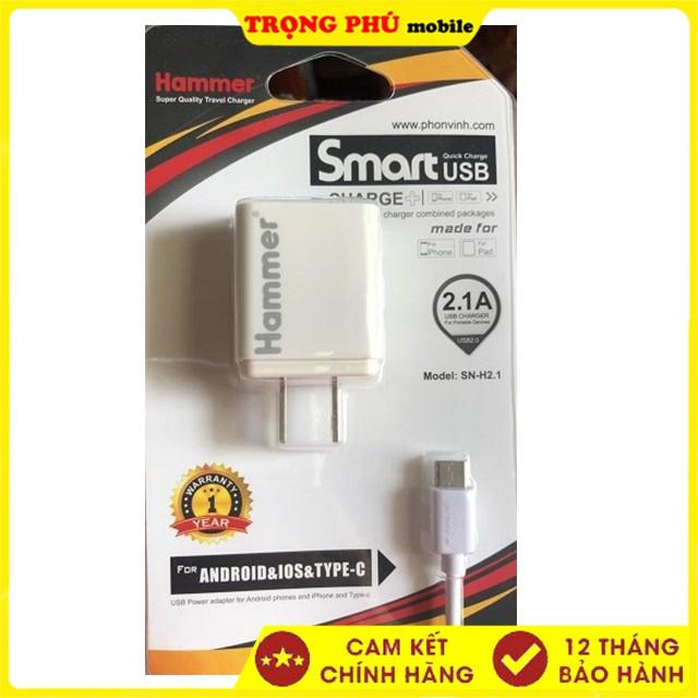 Sạc Hammer 2.1A Micro USB - Hàng Chính Hãng