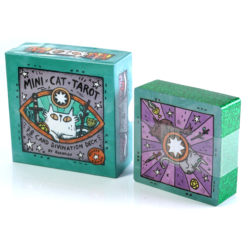 [Mạ Cạnh Size Gốc] Bộ Bài Mini Cat Tarot 78 Lá Bài Tặng Đá Thanh Tẩy