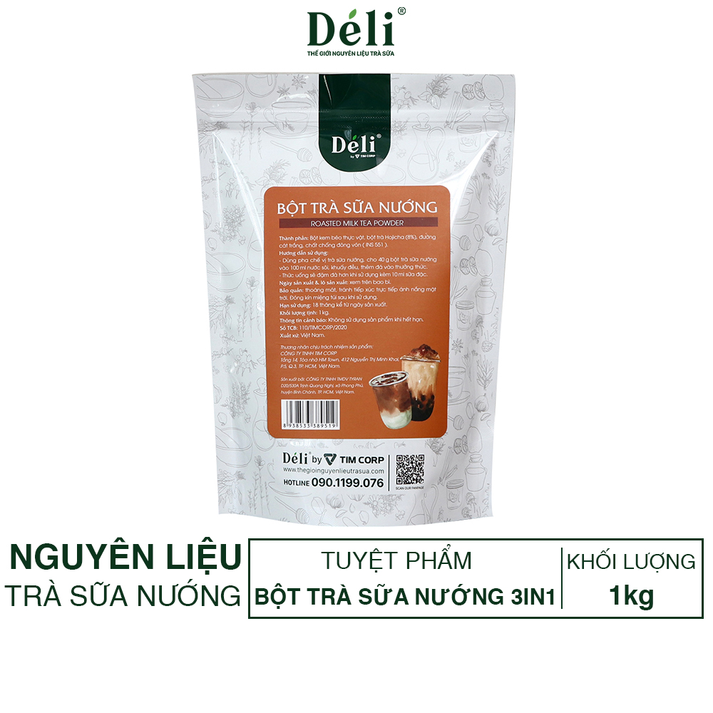 Bột trà sữa nướng 3in1 Déli - 1kg ( 25 ly ) pha chế trà sữa tiện lợi, nhanh chóng