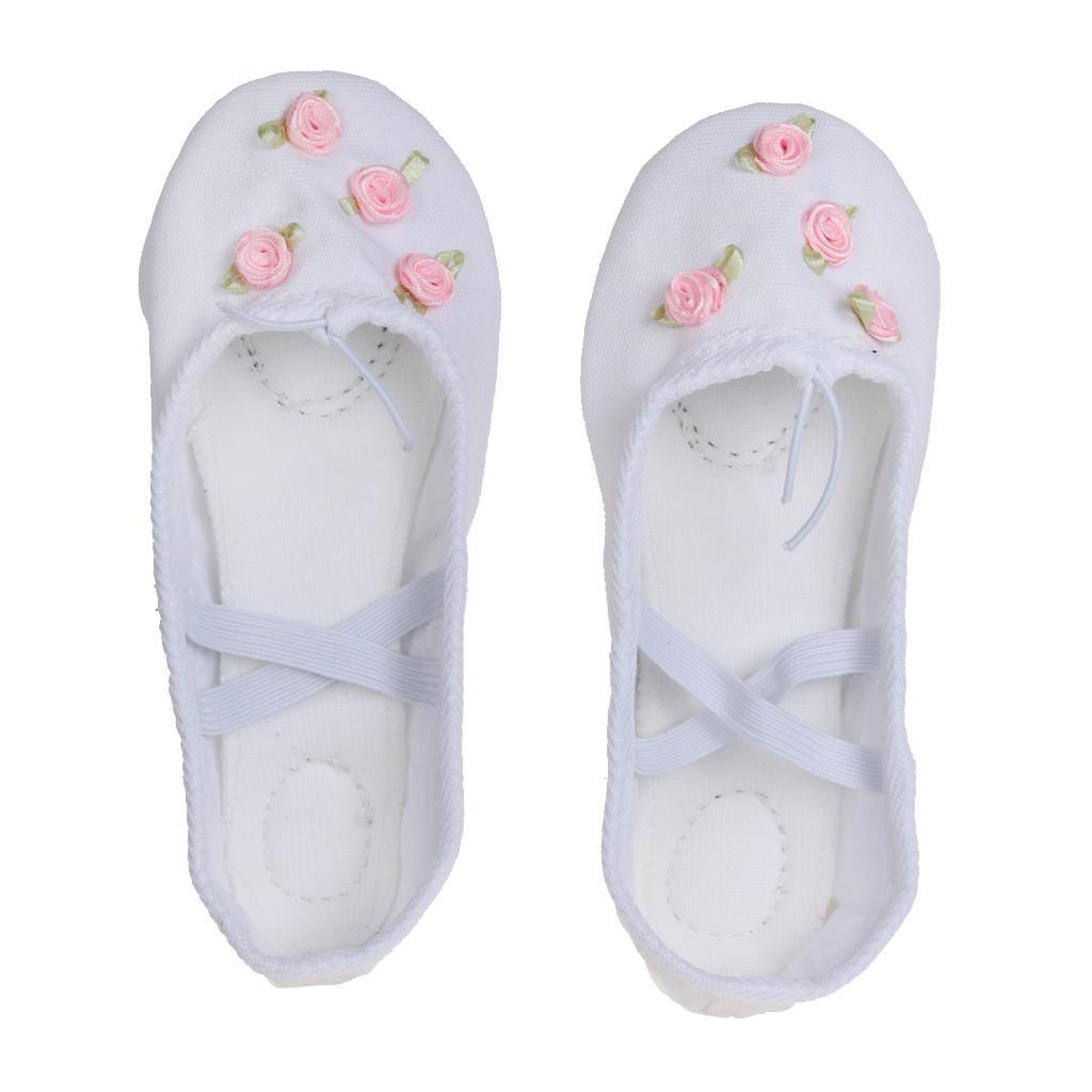 New Soft Dance Ballet Yoga Canvas Leather Split Sole Shoes For Child Girls