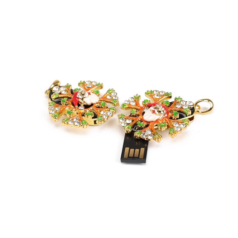 Đĩa USB 2.0 phong cách Giáng sinh sáng tạo, Truyền tốc độ cao Crystal Snowflakes