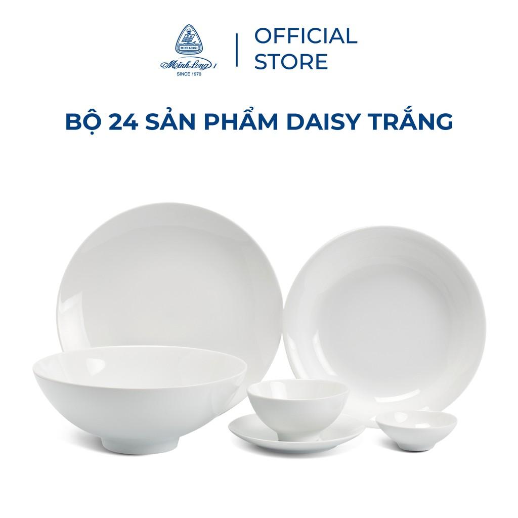 Bộ chén dĩa sứ Minh Long 24 sản phẩm - Daisy - Trắng - Hàng Chính Hãng