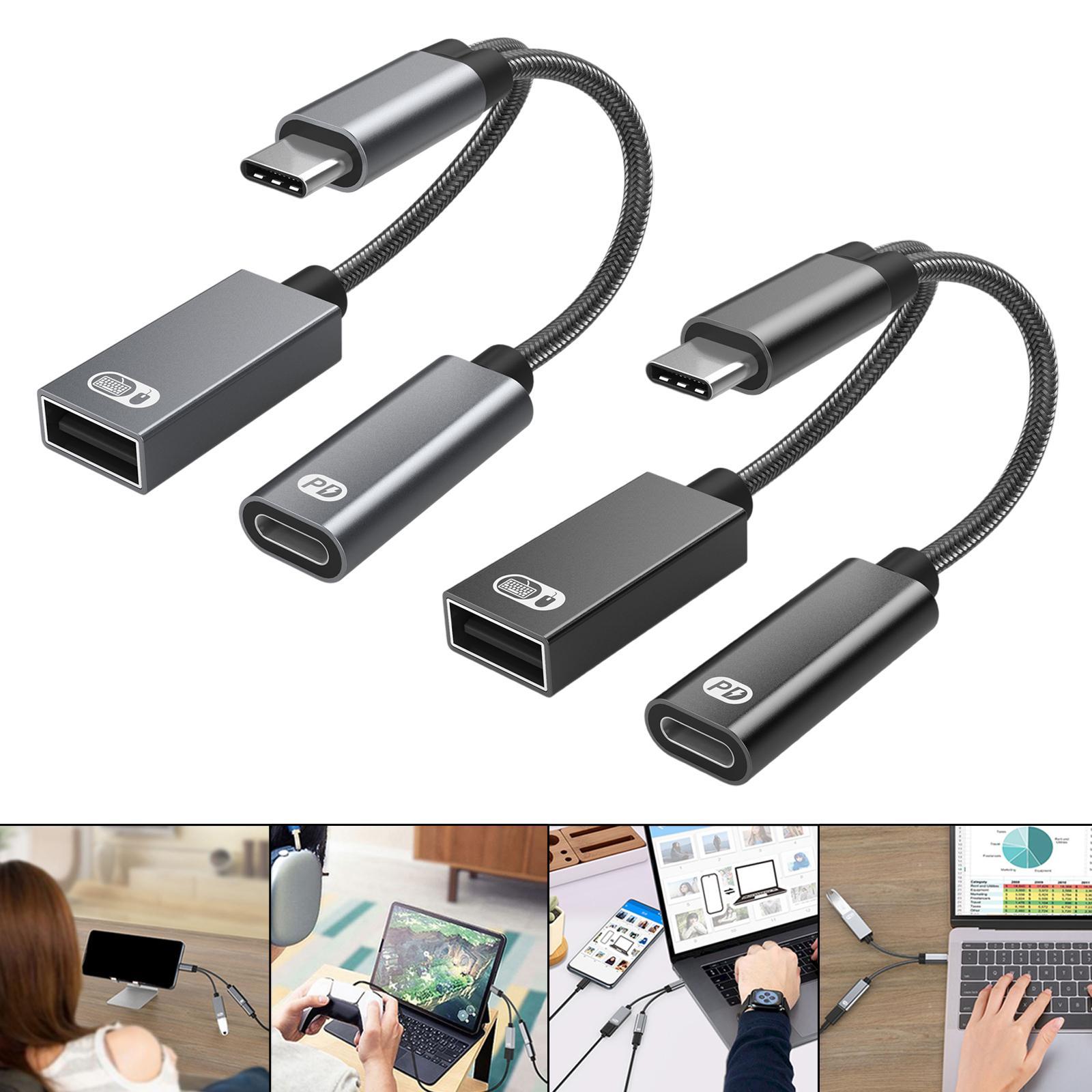 2pcs USB Adapter with Braided Cord PD 60W for Laptop