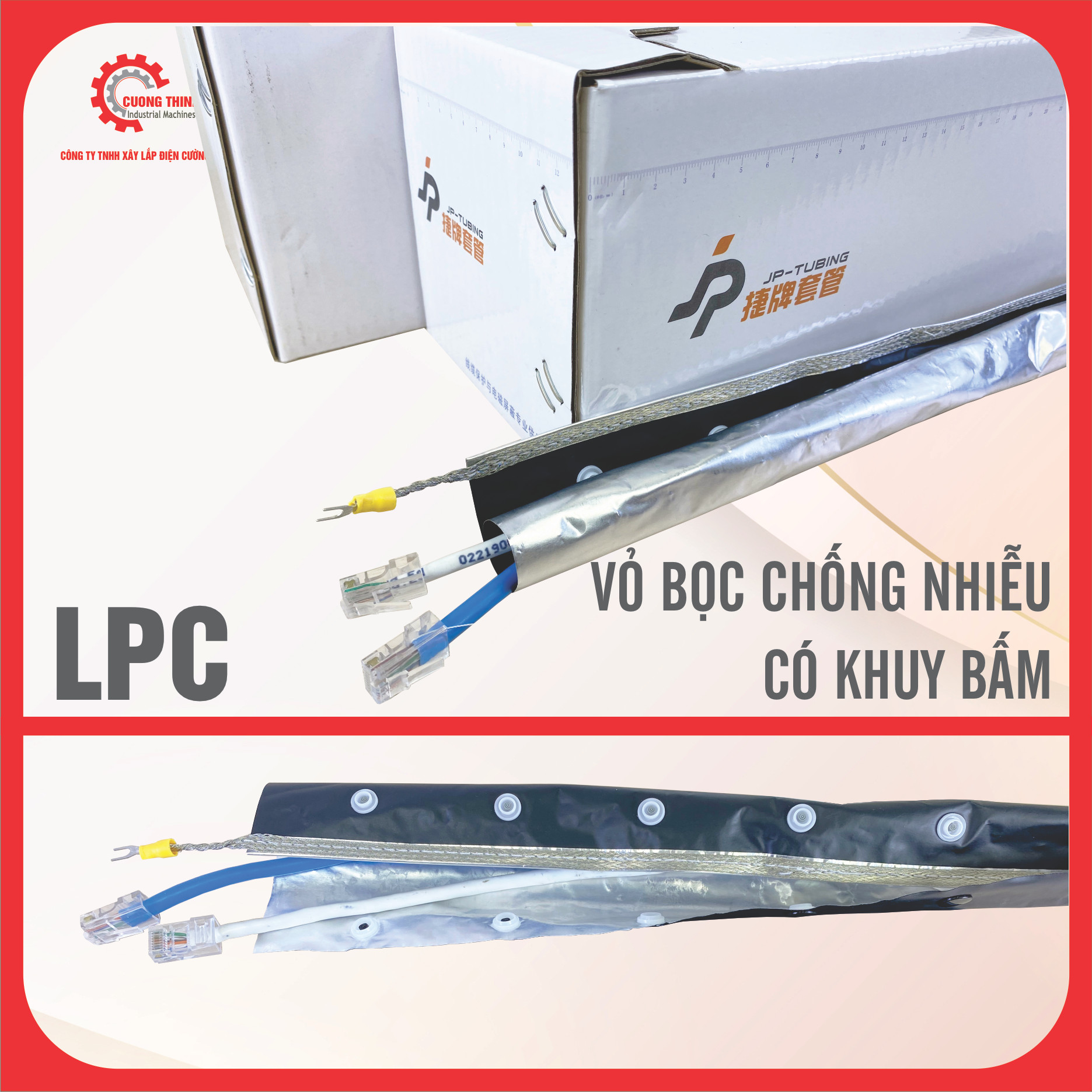 Vỏ bạt bọc dây điện cáp điện chống cháy chống nhiễu điện từ LPC có khuy bấm Cường Thịnh