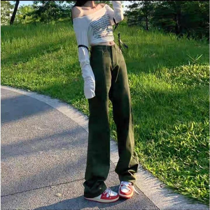 Quần bò ống rộng kaki hack dáng MCJean