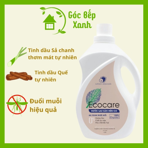 Nước lau sàn Hữu cơ Ecocare đuổi muỗi tinh dầu Quế 4000ml