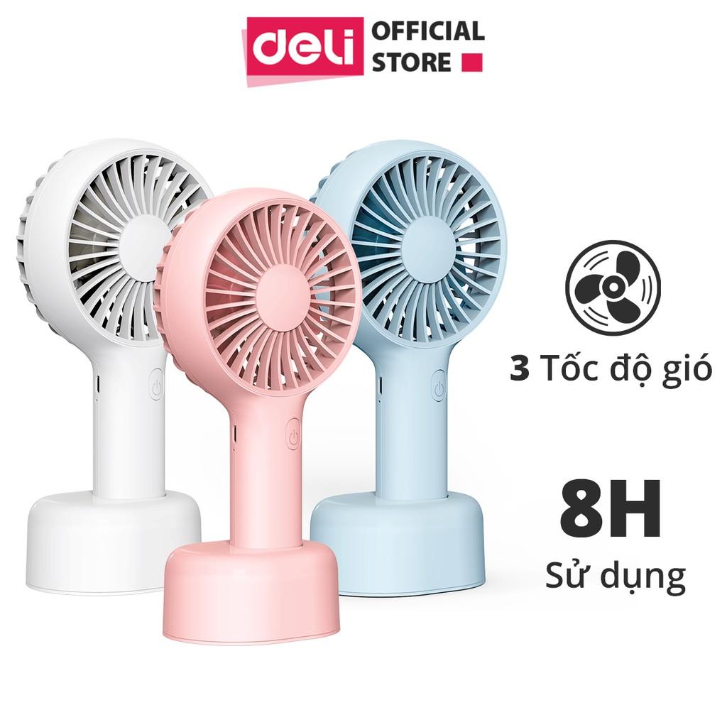 Quạt mini cầm tay Deli - có đế cố định - Nhiều màu - 85811