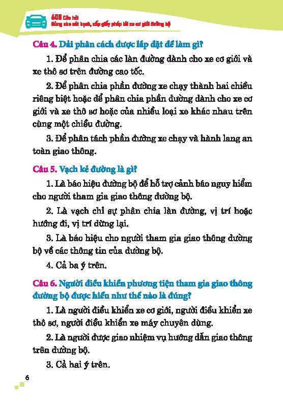 Sách - 600 Câu Hỏi Dùng Cho Sát Hạch, Cấp Giấy Phép Lái Xe Cơ Giới Đường Bộ