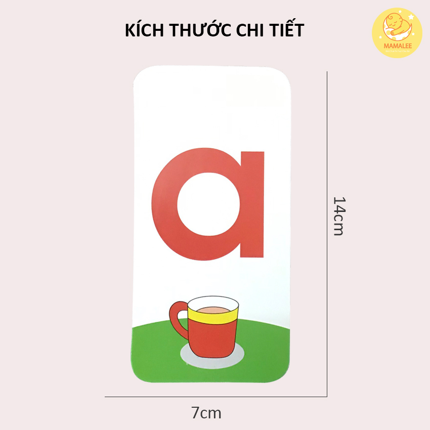 Bộ 42 Thẻ Học Thông Minh Flashcard Chữ Cái, Chữ Ghép Kèm Dấu Size 7x14cm - Thẻ Học Thông Minh Glenn Doman