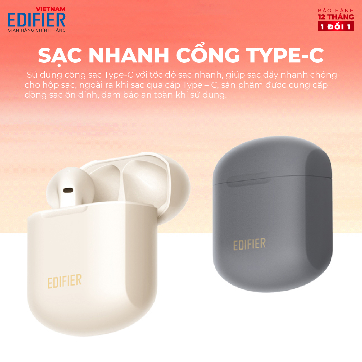 Tai nghe Bluetooth 5.0 EDIFIER TWS200 Plus Bản quốc tế mới nhất Thời gian hoạt động 24 giờ Chống ồn CVC 8.0 Chip APTX - Hàng phân phối chính hãng