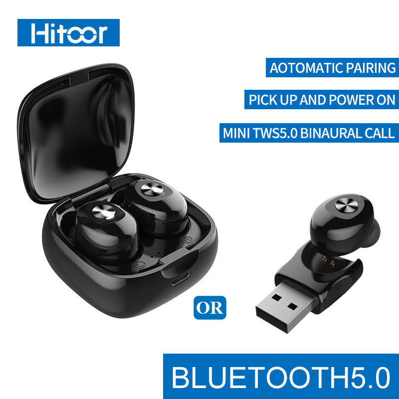 Tai nghe Bluetooth Hitoor XG12 TWS dual-pass 5.0 stereo chống nước tai nghe thể thao không dây pin khỏe - hàng nhập khẩu