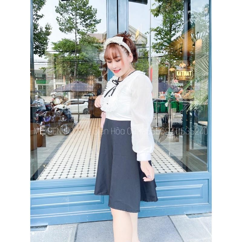 #BIGSIZE ĐẦM CỔ THÂN PHỐI BÈO