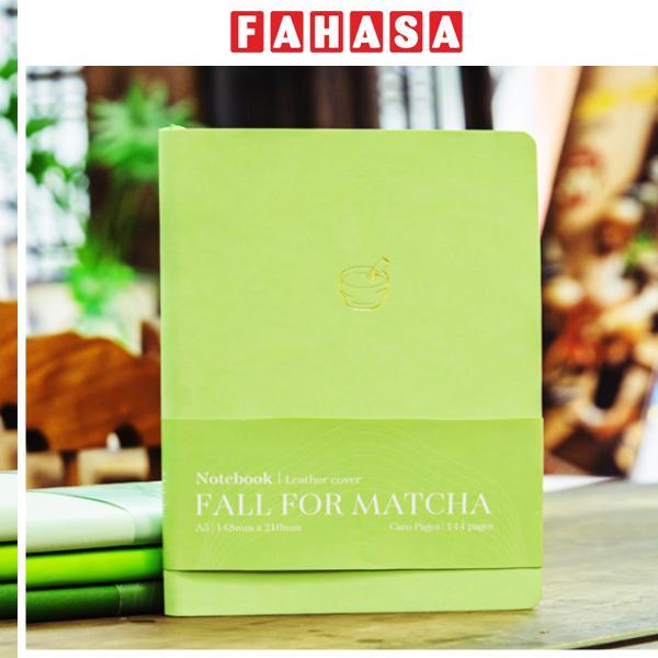 Sổ Bìa Da Mềm - Fall For Matcha A5 - Kẻ Caro - 144 Trang 100gsm - The Sun - Matcha Frappuccino