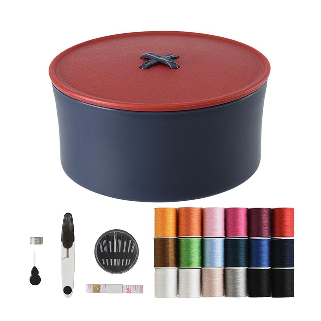 24Pcs Sewing Kit Case  Thread Tape   Kit Red Blue