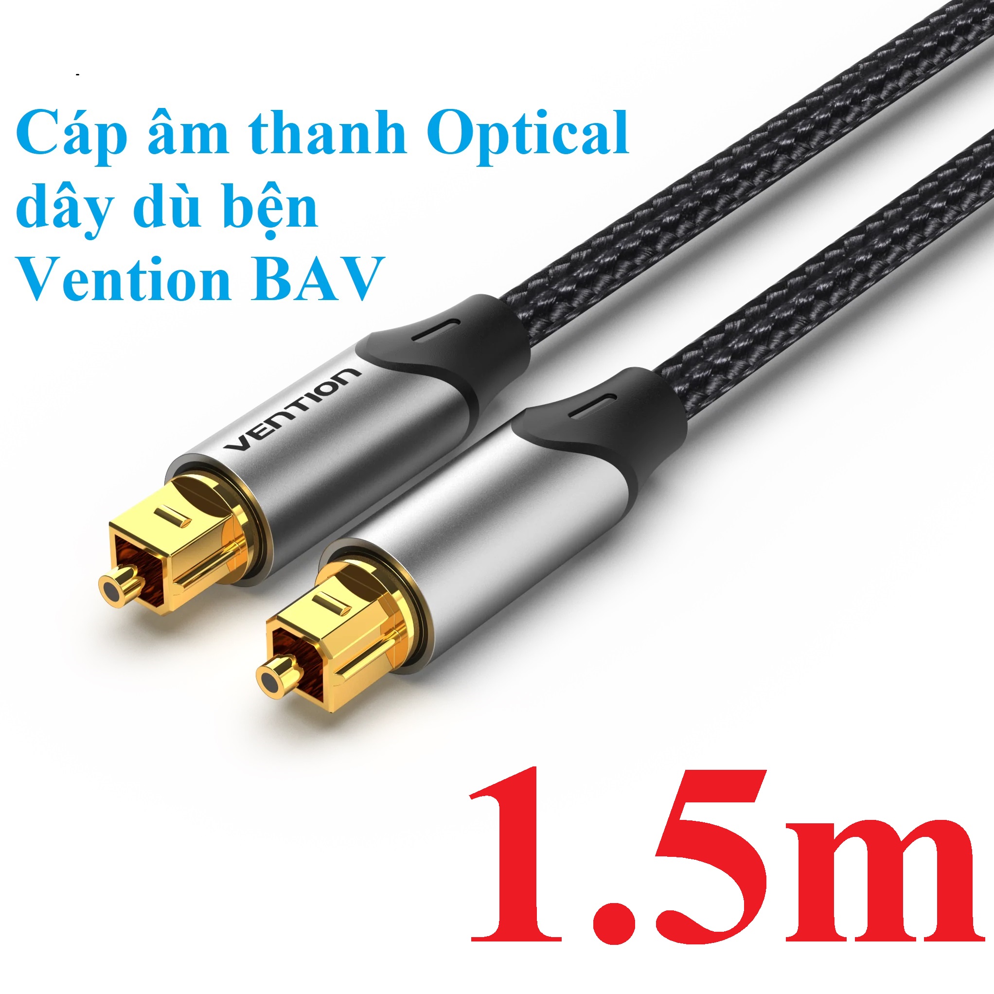 Cáp âm thanh Optical for Audio Cable dây dù đầu hợp kim chống oxi hóa Vention BAVHG -  Hàng chính hãng