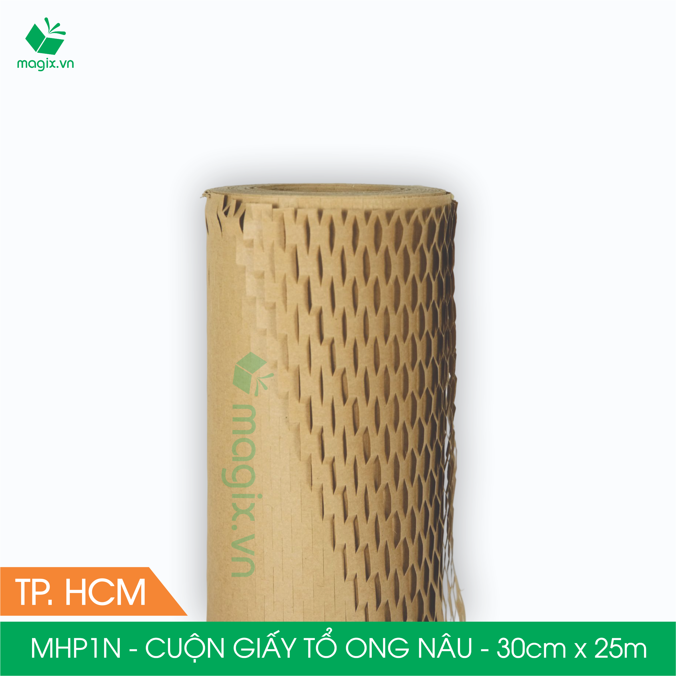 MHP1N - 0.3x25m - CUỘN GIẤY KRAFT TỔ ONG MÀU NÂU CHỐNG SỐC THAY THẾ BÓNG KHÍ XỐP HƠI ĐÓNG HÀNG