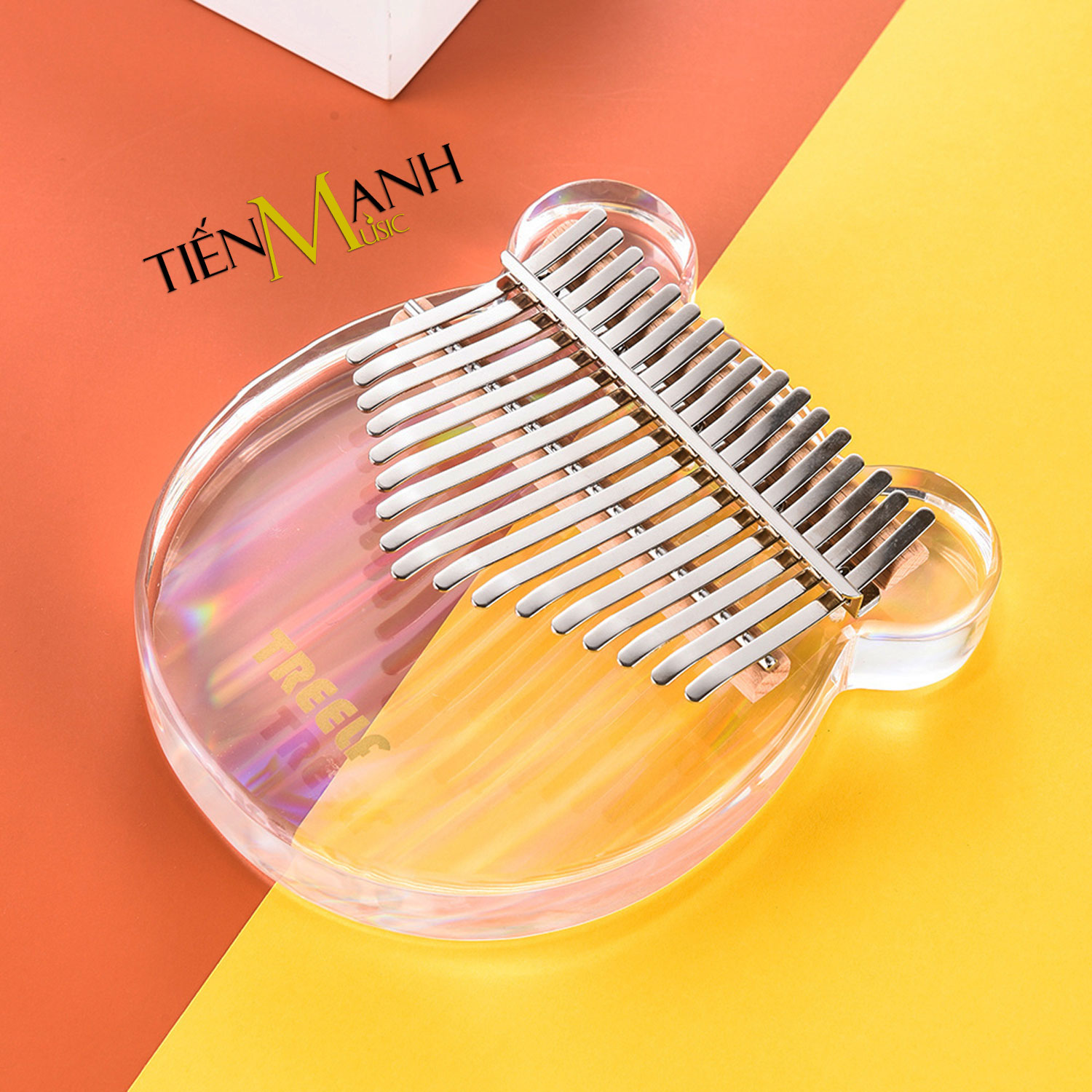 Đàn Kalimba Trong Suốt Treelf TF-17CRB Hình Gấu Màu Cầu Vồng Rainbow - 17 Phím Acrylic TF17CRB (Hộp cứng chống sốc, Búa chỉnh âm, Sticker dán note, Khăn lau, Sách học) - Kèm Móng Gẩy DreamMaker