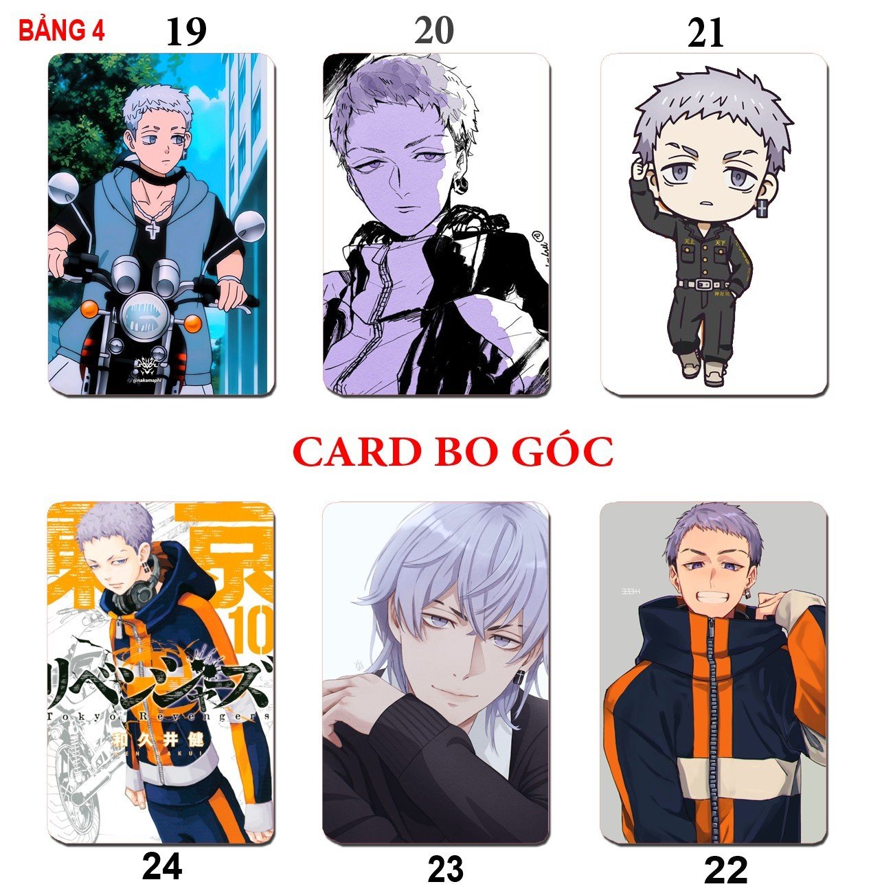 Card bo góc Takashi Mitsuya Tokyo Revenger 6 ảnh khác nhau/ Thẻ card Takashi Mitsuya anime Tokyo Revengers