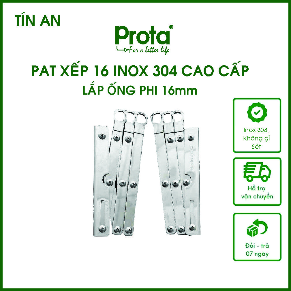 [CHÍNH HÃNG] Pat xếp gắn tường 16mm inox cao cấp (không bao gồm ống inox) - Bào hành 12 tháng