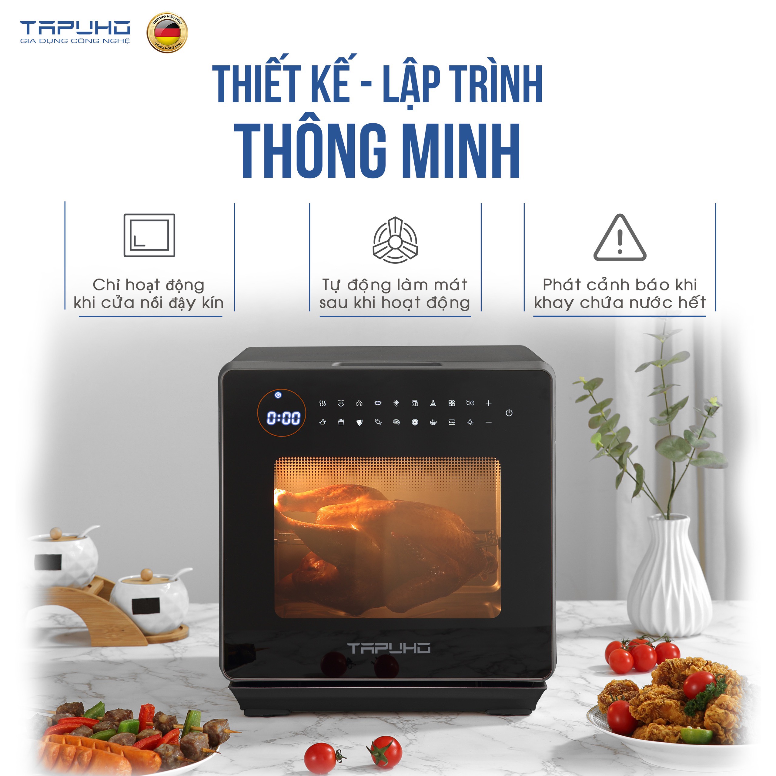 (Hàng chính hãng) Nồi chiên hơi nước cao cấp TAPUHO TSF16 - Thương hiệu Đức - 2.800w - 16 lít - BH 2 năm