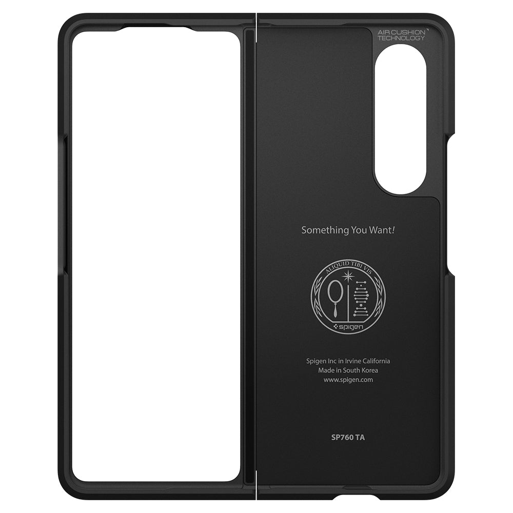 Ốp lưng Spigen Tough Armor Black cho Samsung Galaxy Z Fold 3 5G - Thiết kế đẹp mắt, chống sốc, bền bỉ, viền camera cao - Hàng chính hãng