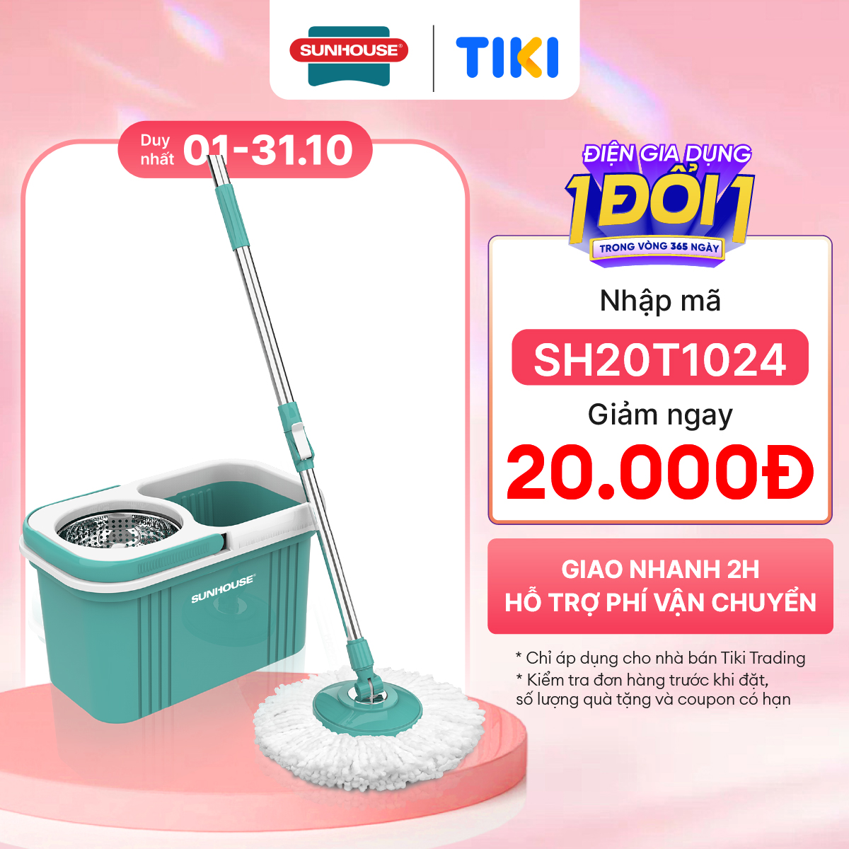 Bô Lau Nhà Xoay 360 Đô Sunhouse Ks - Cl330S