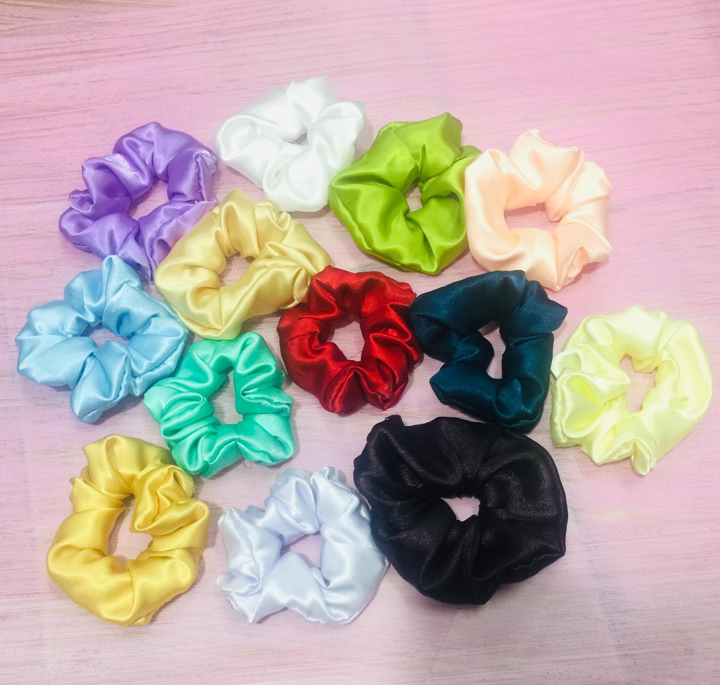 Set 3 dây chun buộc tóc Scrunchies trơn nhiều màu