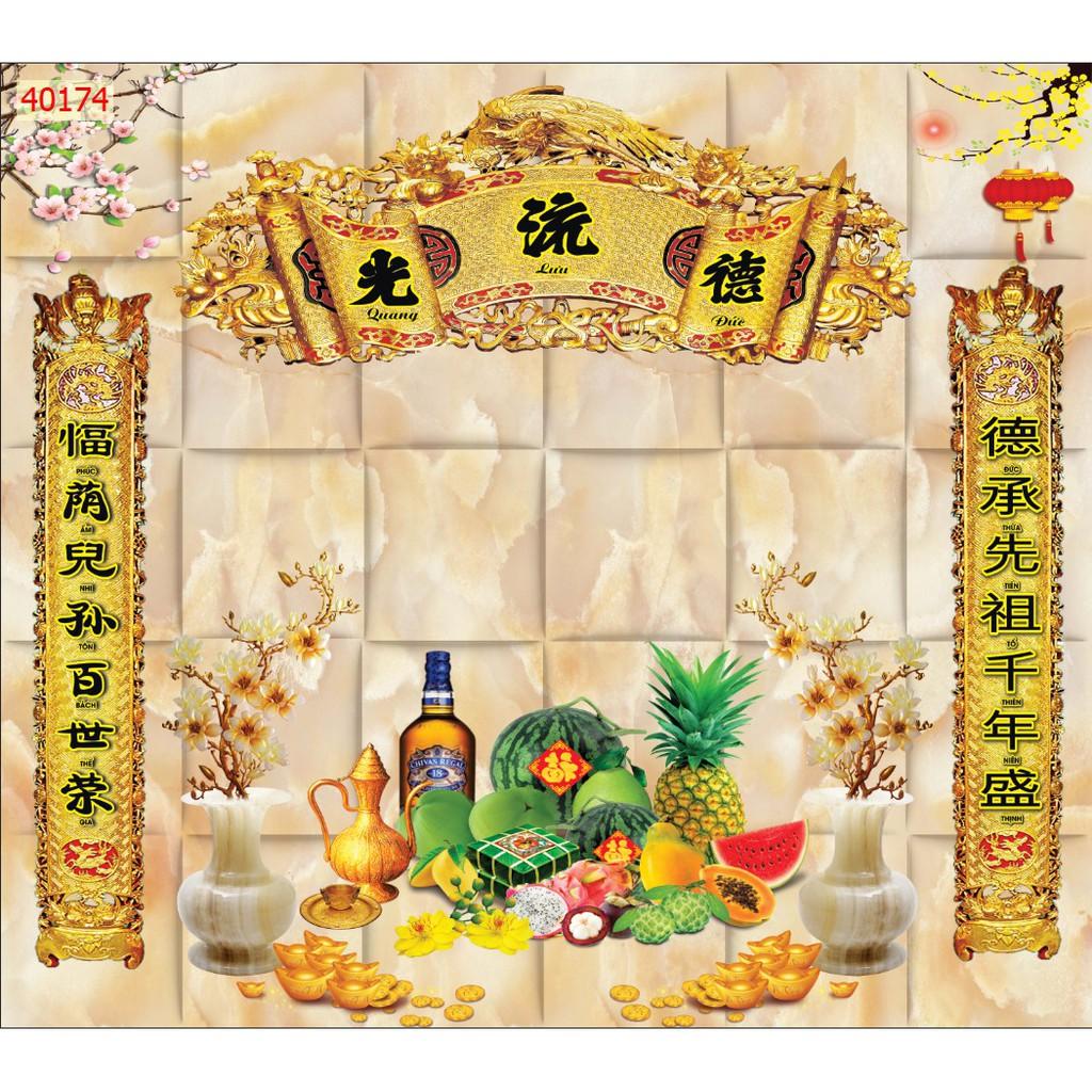 Tranh dán tường 3d trang trí ban thờ giấ rẻ đẹp chất liệu decal pp keo sẵn bóc dán atk11
