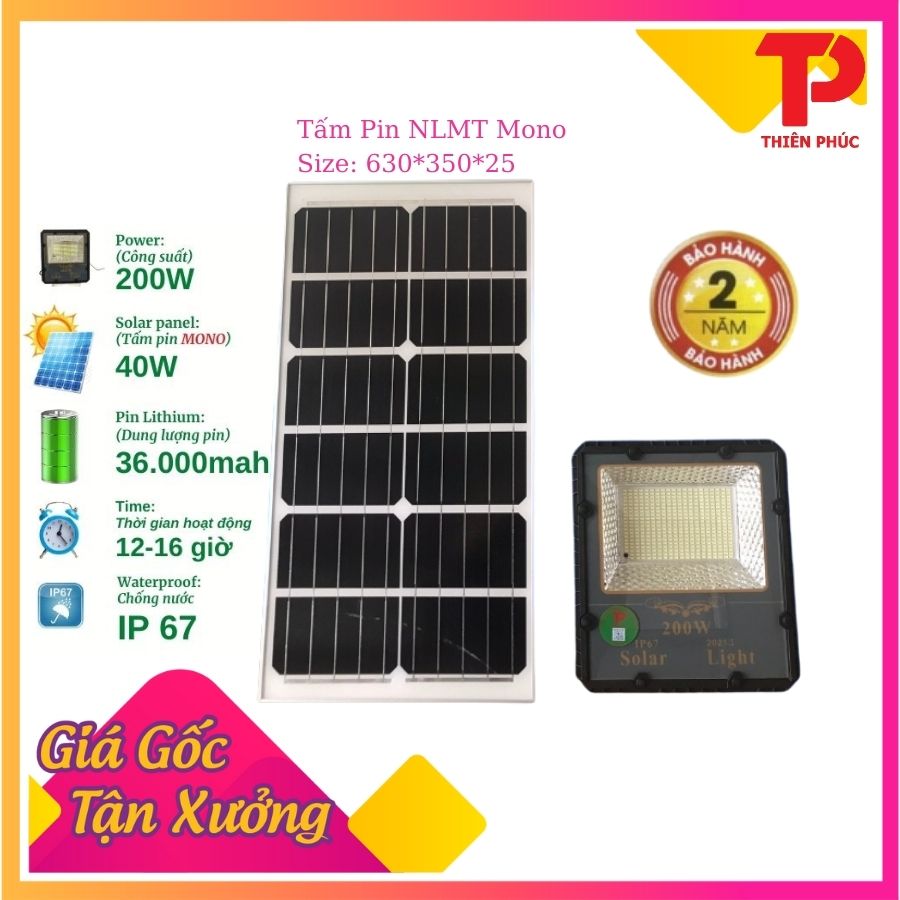 Đèn LED chiếu pha năng lượng mặt trời Rạng Đông 300W 200W Model: CP03.SL 300W 200W