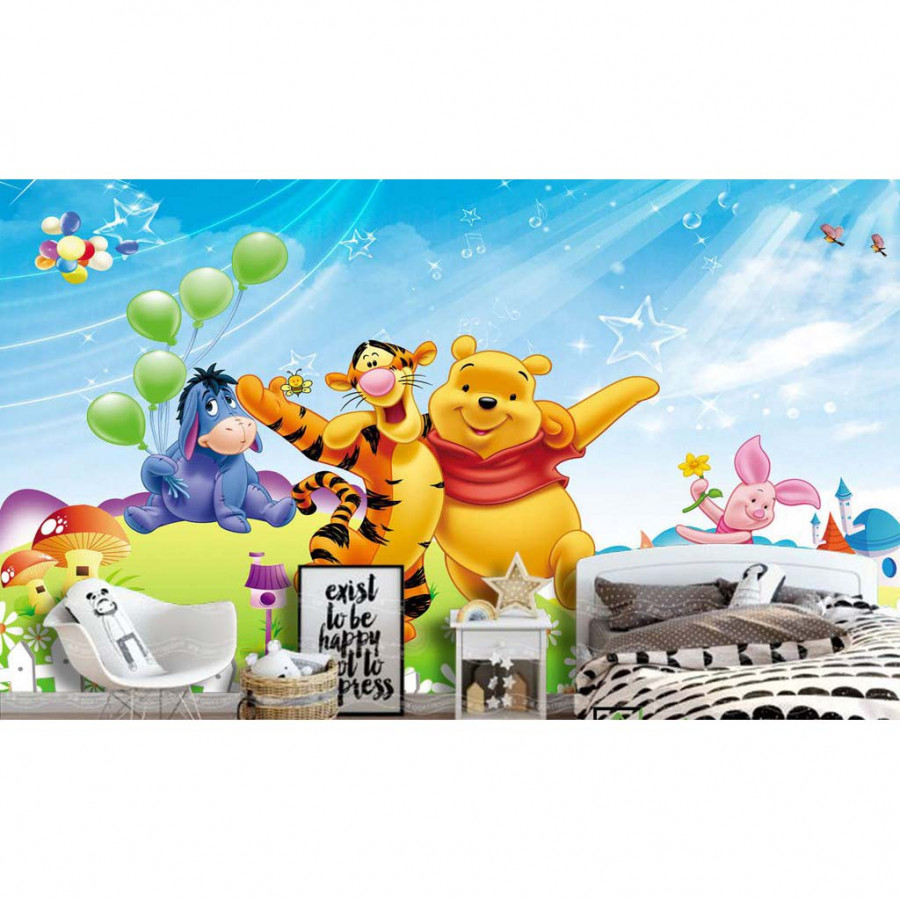 Tranh dán tường 3D gấu Pooh 5 TB52