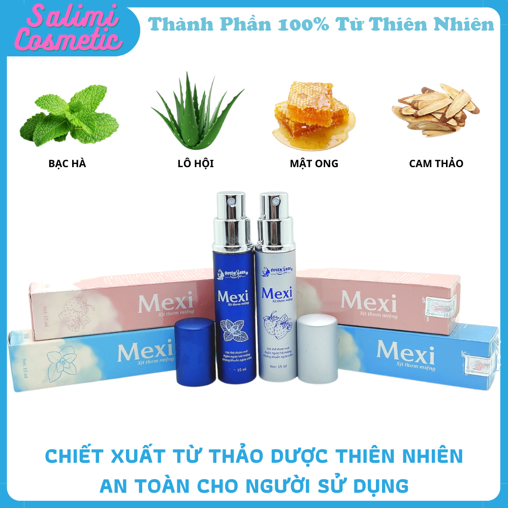 Xịt Thơm Miệng MEXI Quyên Lara - Giúp Hơi Thở Thơm Mát, Hết Hôi Miệng, Giảm Tình Trạng Viêm Lợi, Viêm Chân Răng, Dung Tích 15ml