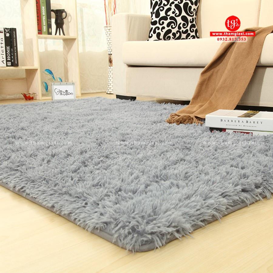 Thảm Lông Xù Màu Xám Bạc | 160x200cm | Thảm Trang Trí Phòng Khách - Phòng Ngủ - Thảm Trải Sofa - Thảm Dành Cho Bé