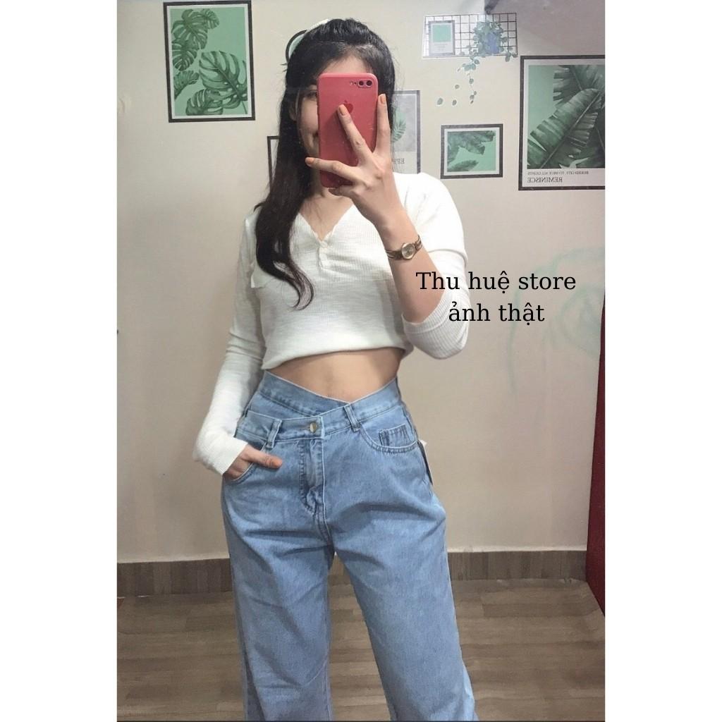 Quần Jean Ống Rộng SIMPLE JEAN Unisex-Chất Liệu Jean Không Giãn,Màu Xanh Nhạt