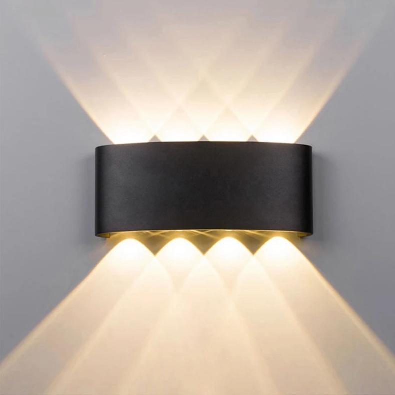 Đèn led gắn tường, Đèn tường led 2 đầu 8w ánh sáng vàng, có chỉ số chống nước B115-8