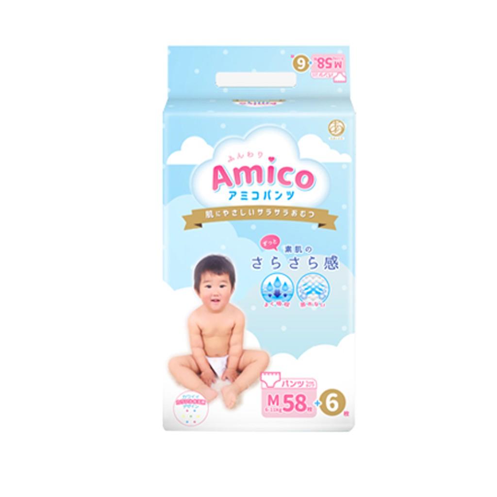 Bỉm - Tã quần Amico size M 58 + 6 miếng (Cho bé 6 - 11kg)