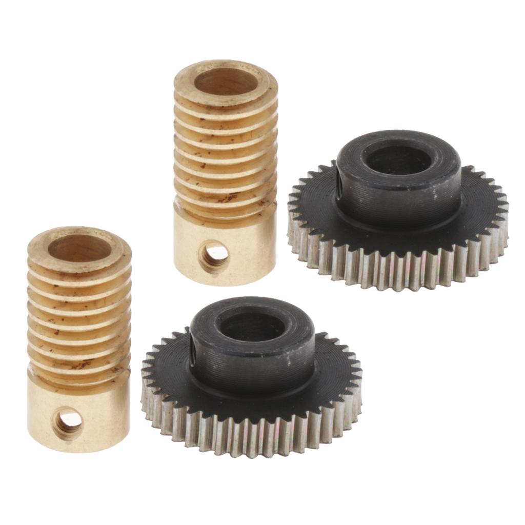 4 Packs 0.5 Modulus Worm Wheel + Gear Shaft Hole 6mm 1:40 Reduction Gear
