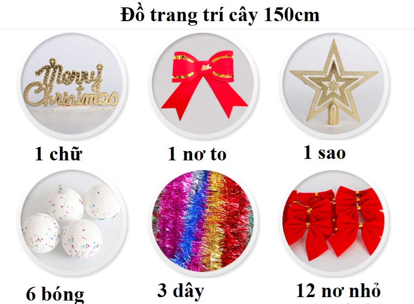 Cây Thông Noel tặng kèm 1 bộ phụ kiên đầy đủ