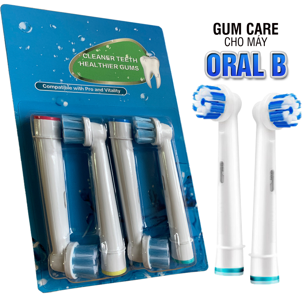 Cho máy Oral B Braun, Set bộ 4 Đầu Bàn Chải đánh răng điện thay thế Dan House New Gum Care, sợi cước siêu mềm, cho răng lợi nhạy cảm