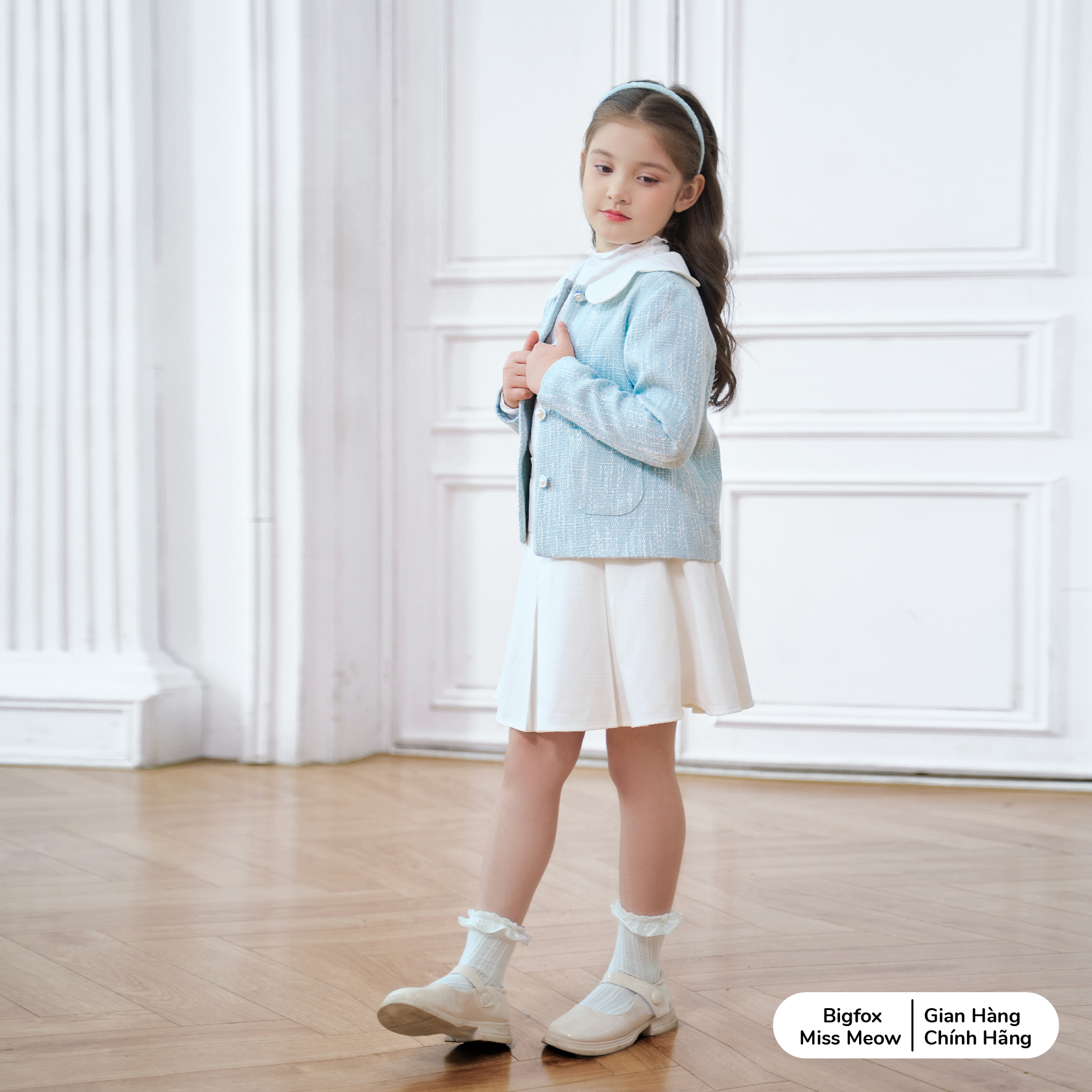 Áo khoác bé gái BIGFOX MISS MEOW  size đại chất dạ tweed 2 lớp kiểu Hàn Quốc tiểu thư sang chảnh 6-11 tuổi 38kg 2006