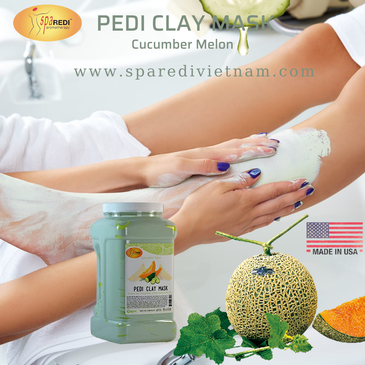 Măt nạ đất sét Pedi Clay Mask mùi Dưa 3785 ml