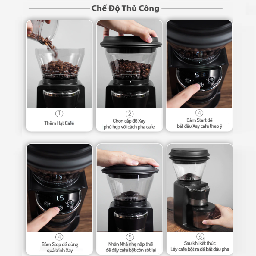 Máy xay hạt cà phê tự động tích hợp 34 chế độ xay thương hiệu cao cấp HiBREW G3 - Hàng Nhập Khẩu