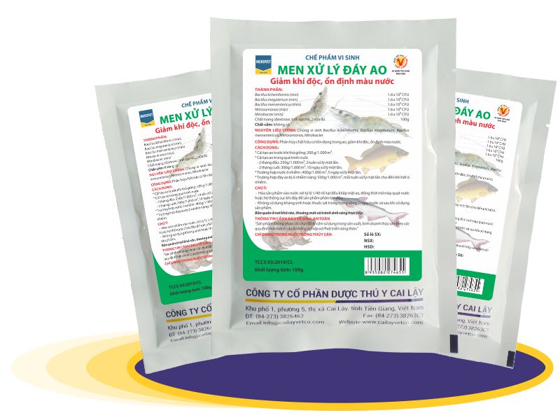 MEN XỬ LÝ ĐÁY AO 100g chế phẩm vi sinh giảm khí độc ổn định màu nước dành cho cá tôm cua ếch