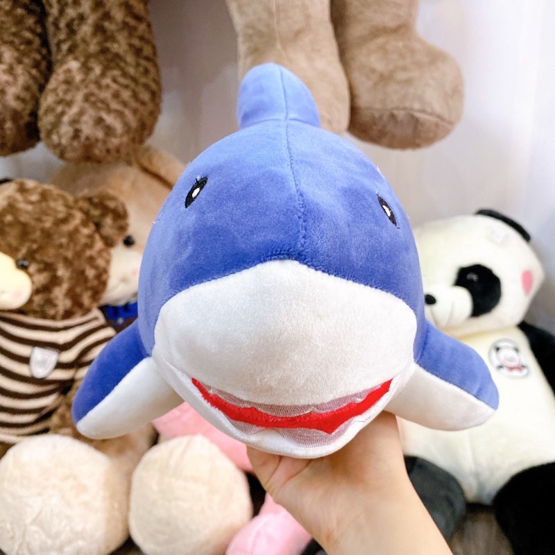 Thú nhồi bông cá mập cao cấp - Size 25cm - Quà tặng gấu bông cá mập siêu dễ thương - Gối mồm mềm mịn co dãn 4 chiều