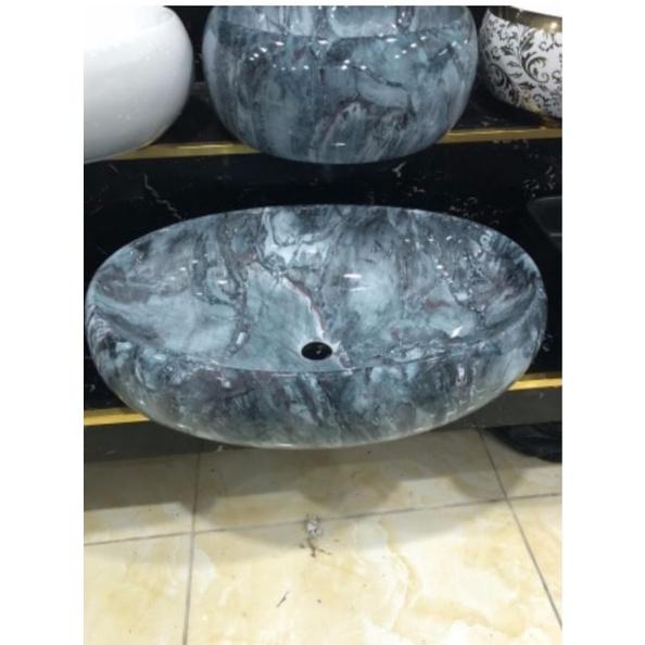 chậu lavabo oval vân đá phủ men nano cao cấp