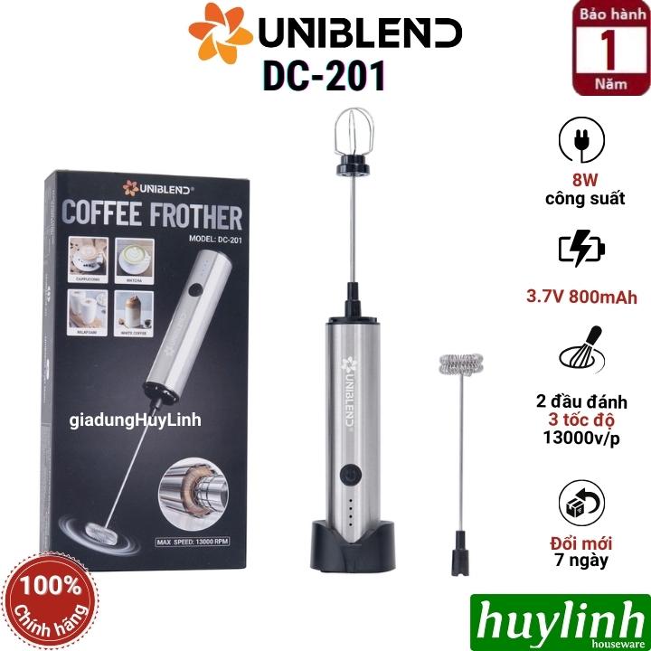 Máy đánh tạo bọt cà phê dùng pin Uniblend DC-201 - 2 đầu đánh bọt và đánh trứng - Hàng chính hãng