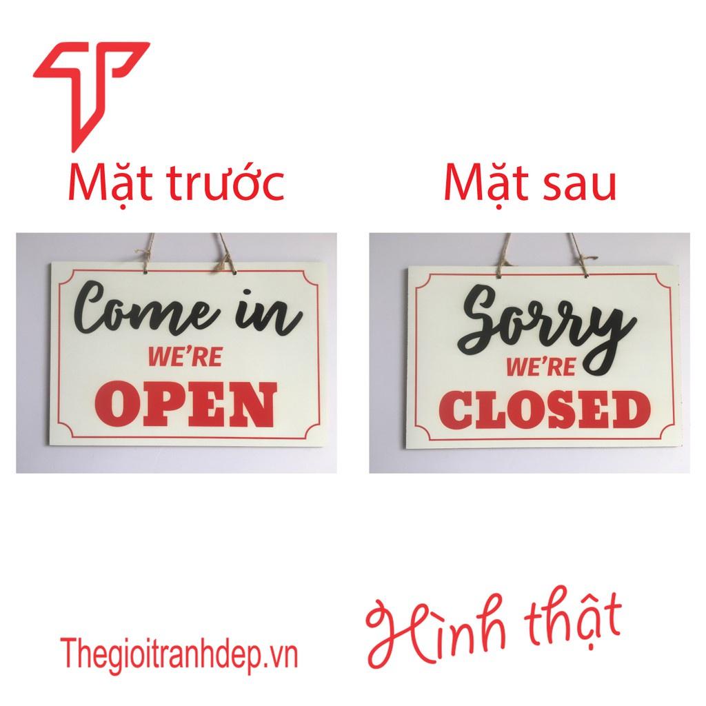 Bảng treo đóng mở cửa, open- closed bằng gỗ 2 mặt cho nhà hàng, khách sạn, cửa hàng