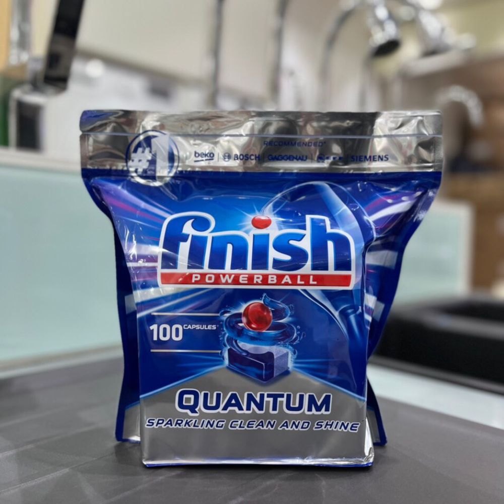 Muối Finish 1.5kg+Bóng Finish 1150ml+ 100 Viên Finish Quantum Max dùng cho Máy Rửa Bát